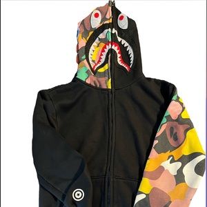 BAPE color camo tiger shark full zip hoodie